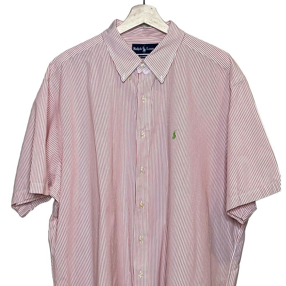Ralph Lauren NWOT red and white striped shirt sleeve button up shirt size XXL